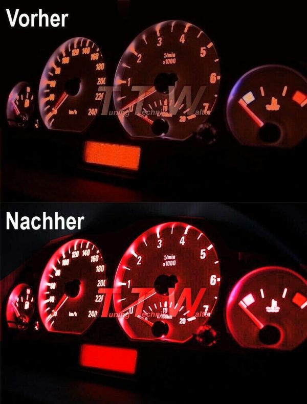 LED-Umbauset ROT für E46 Standard-Tachos (M3 Competition) – Bild 3